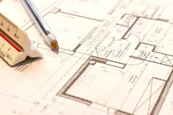Image of architect Aldridge drawings
